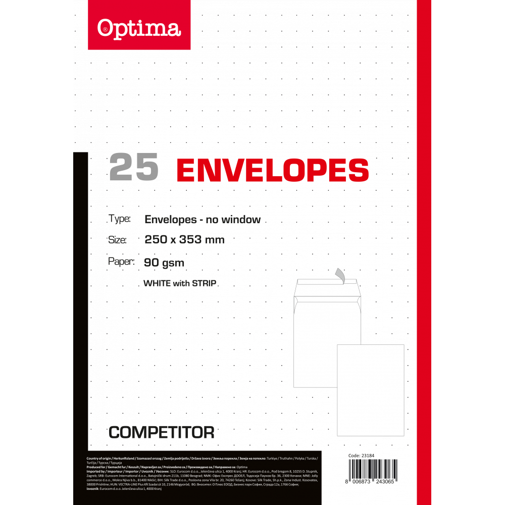 OPTIMA KOVERTA 25*35 B4 COMPETITOR 25/1