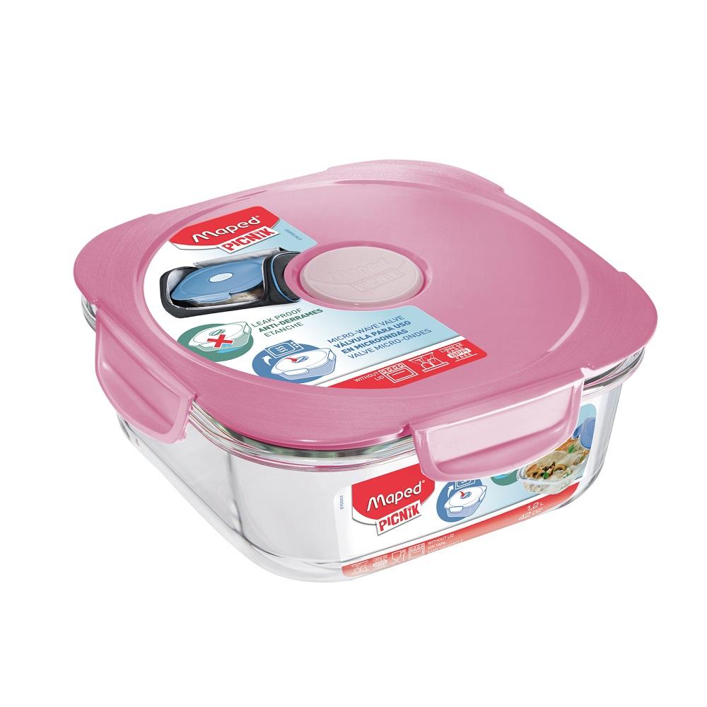 MAPED posuda za hranu staklena 1,2L Pink