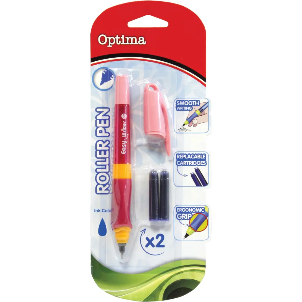Optima rollerball pen with 2 ink cartrid
