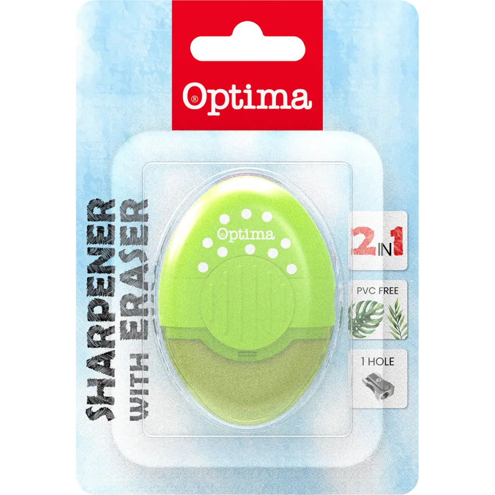 Šilček in radirka Optima Fluo