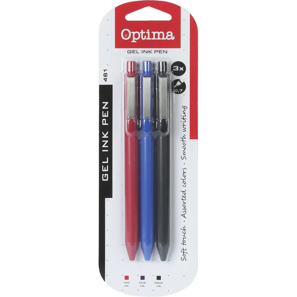 Gel pisala Optima, Soft Touch, 3 barve