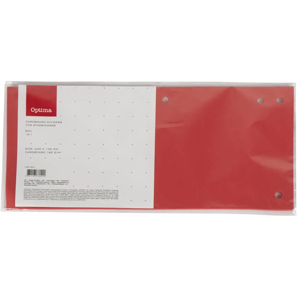 Pregradni karton 240x105mm rdeč 10/1