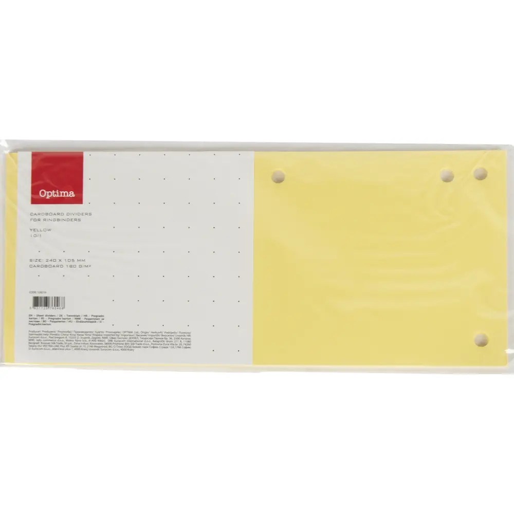 Pregradni karton 240x105mm rumen 10/1