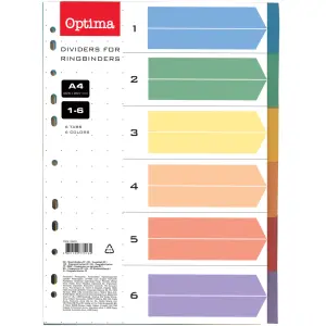 Pregradni kartoni Optima A4 PP 6 barvni