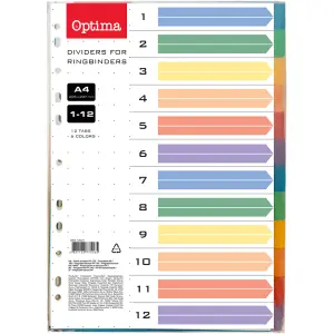 Pregradni kartoni Optima A4 PP 12 barvni
