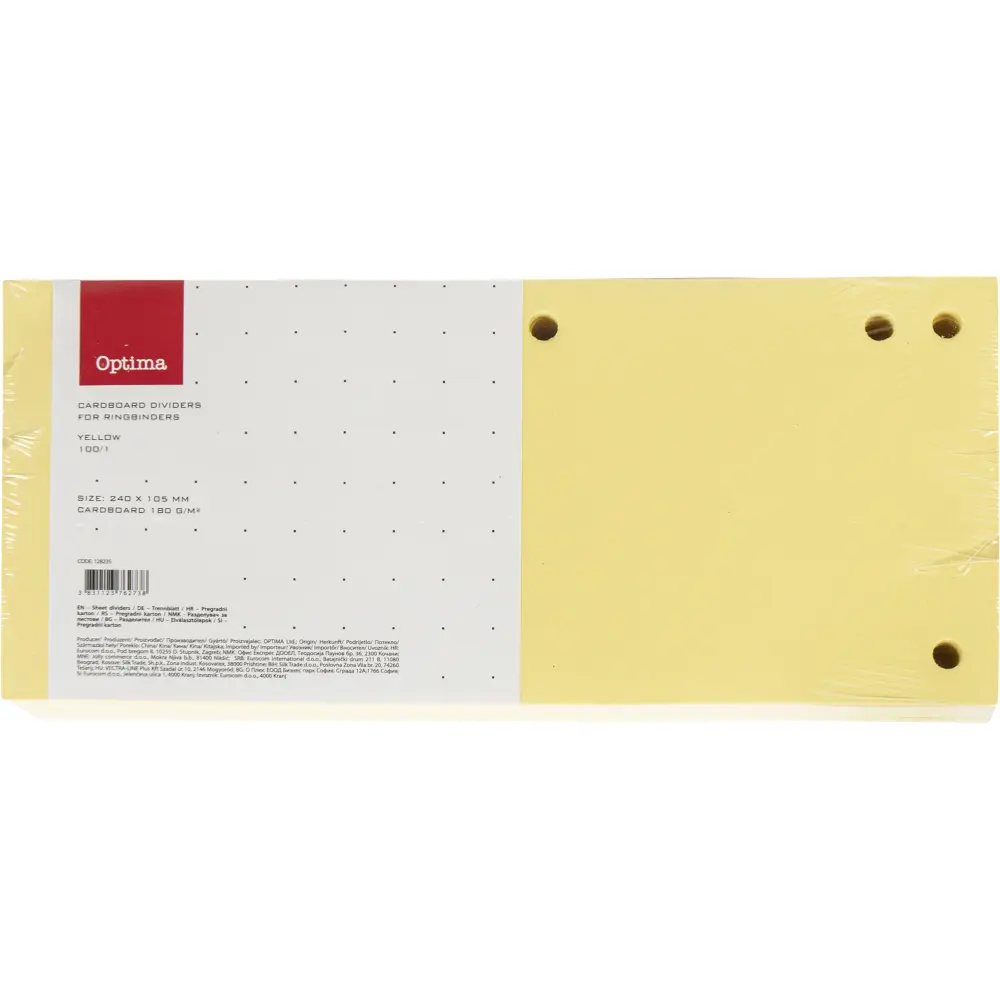 Pregradni karton 240x105mm rumen 100/1