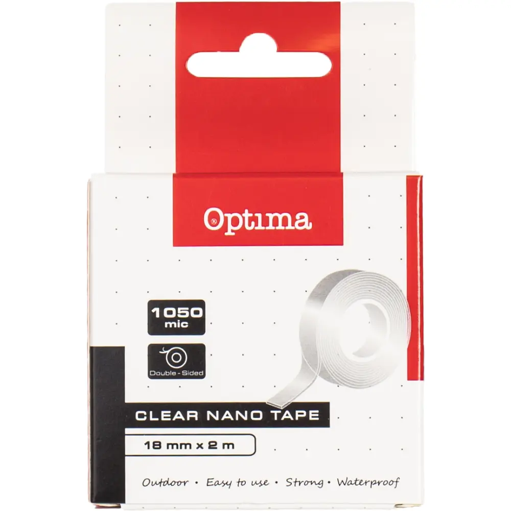 CLEAR NANO TAPE OPTIMA 18MMX2M, 1050MIC