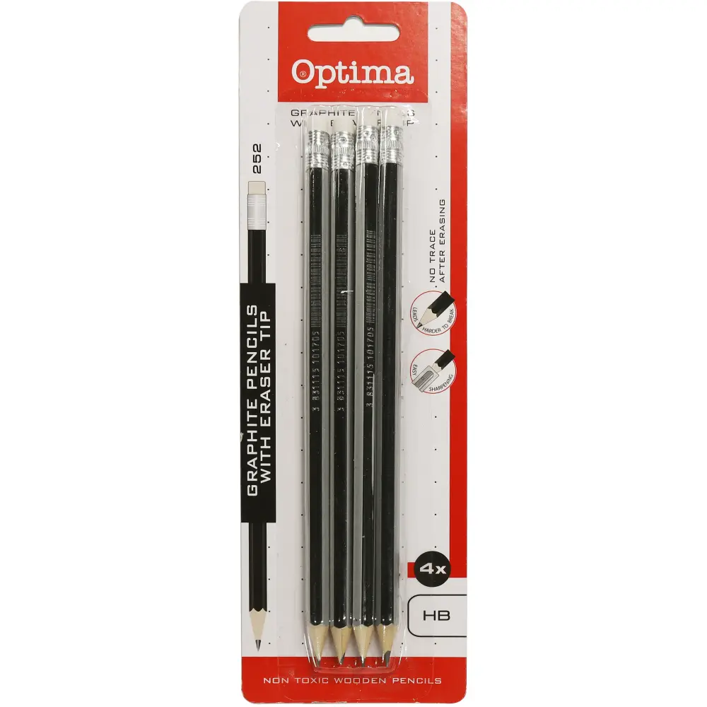 Grafitni svinčnik Optima HB z radirko 4/