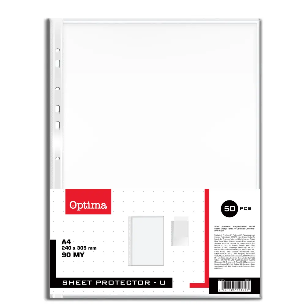 Sheet protector - U shape 90mic 50/1