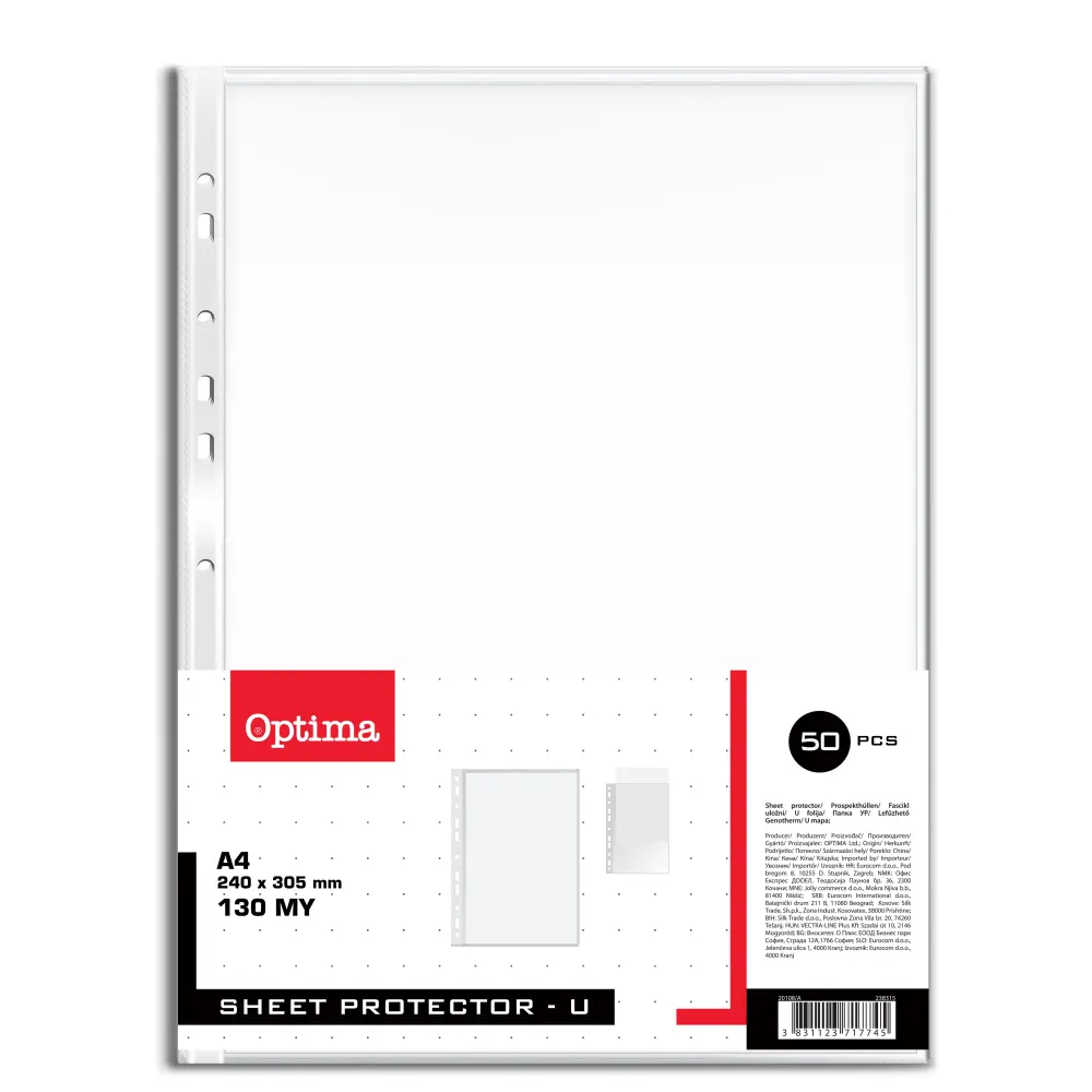 SHEET PROTECTOR, U, 130MY, 50/1