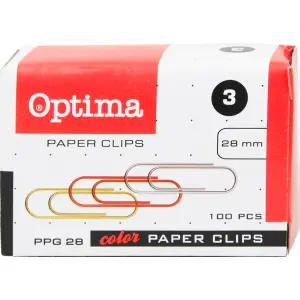 Barvne sponke za papir Optima, 28mm, 100