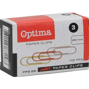 Barvne sponke za papir Optima, 28mm, 100