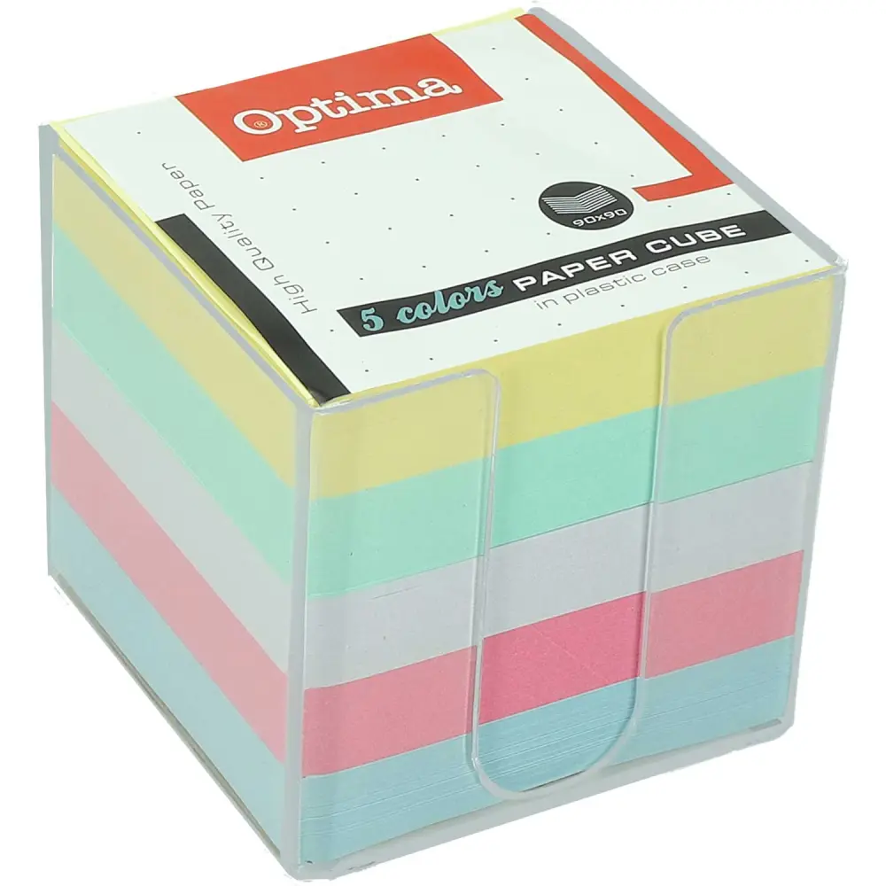 Kocka pap. barv. Optima v stojalu 9x9cm