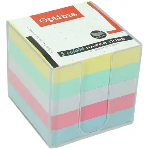 Kocka pap. barv. Optima v stojalu 9x9cm