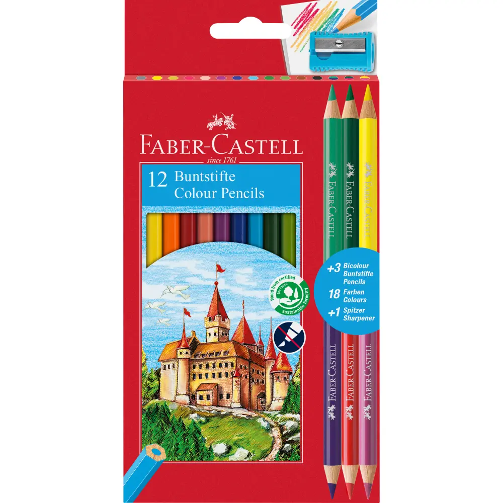 Barvice Faber-Castell 12/1 + 3 Bicolor