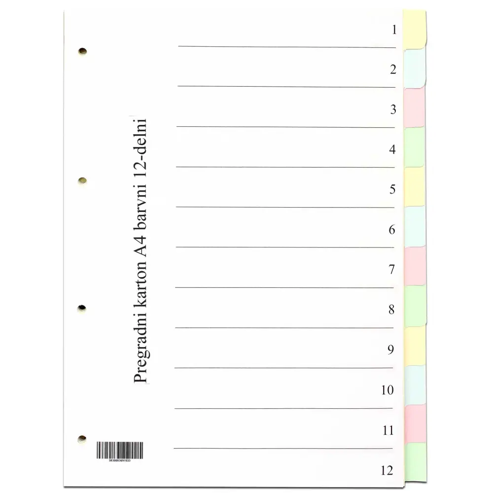 KARTON PREGR. A4 1-12 BARVNI