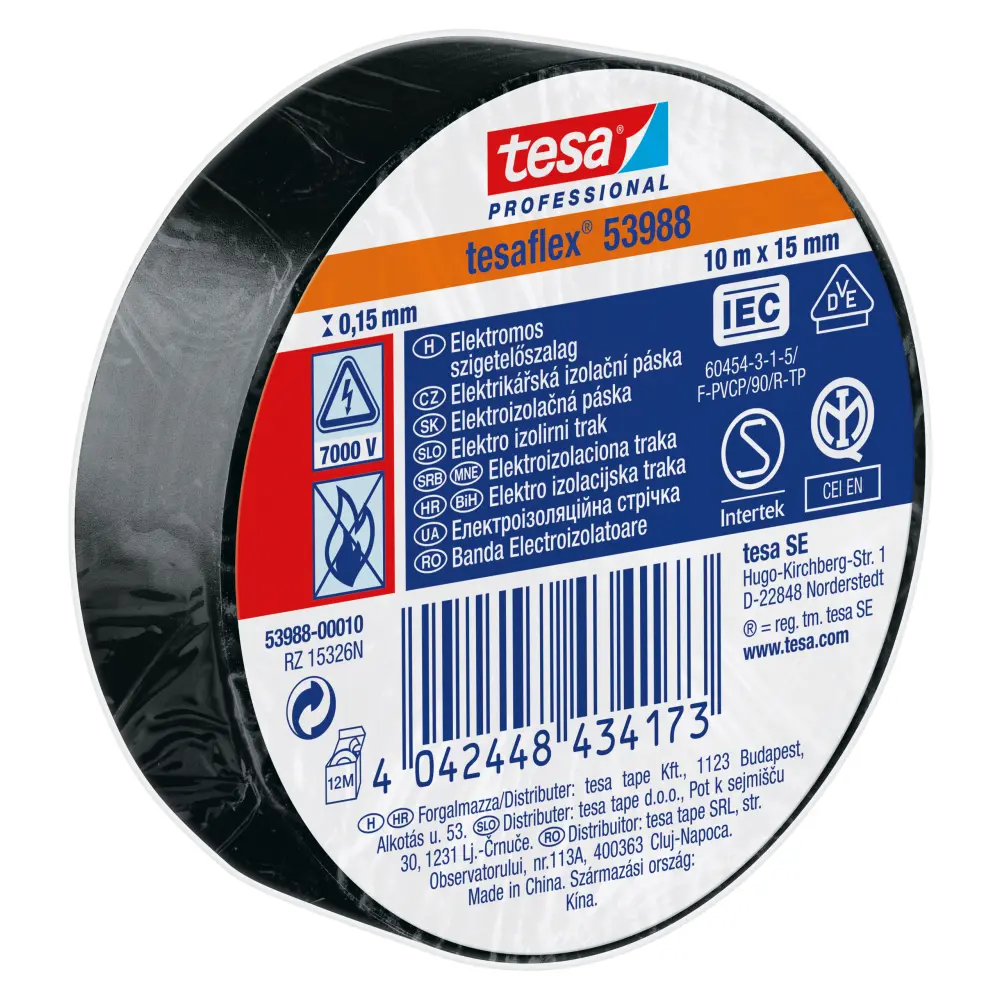TRAK IZOLIR ELEKTRIČNI TESA 15MMX10M ČRN
