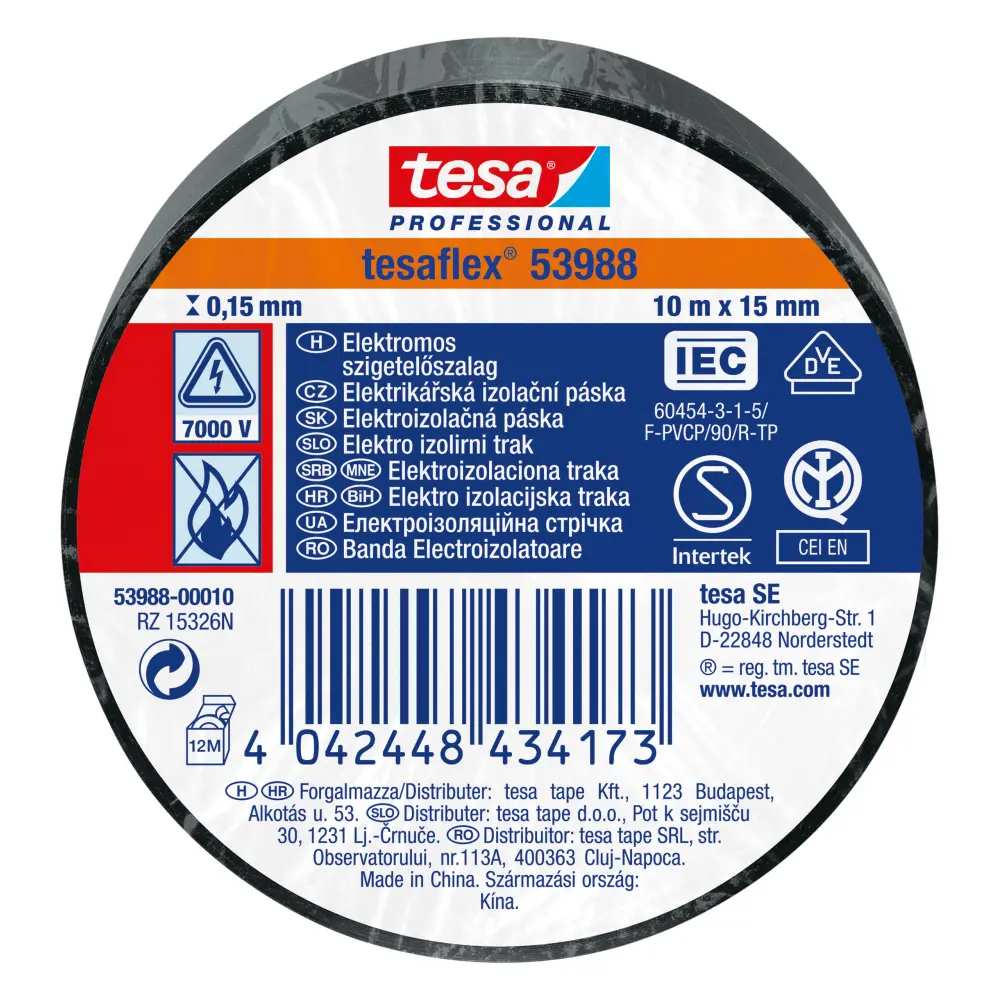 TRAK IZOLIR ELEKTRIČNI TESA 15MMX10M ČRN