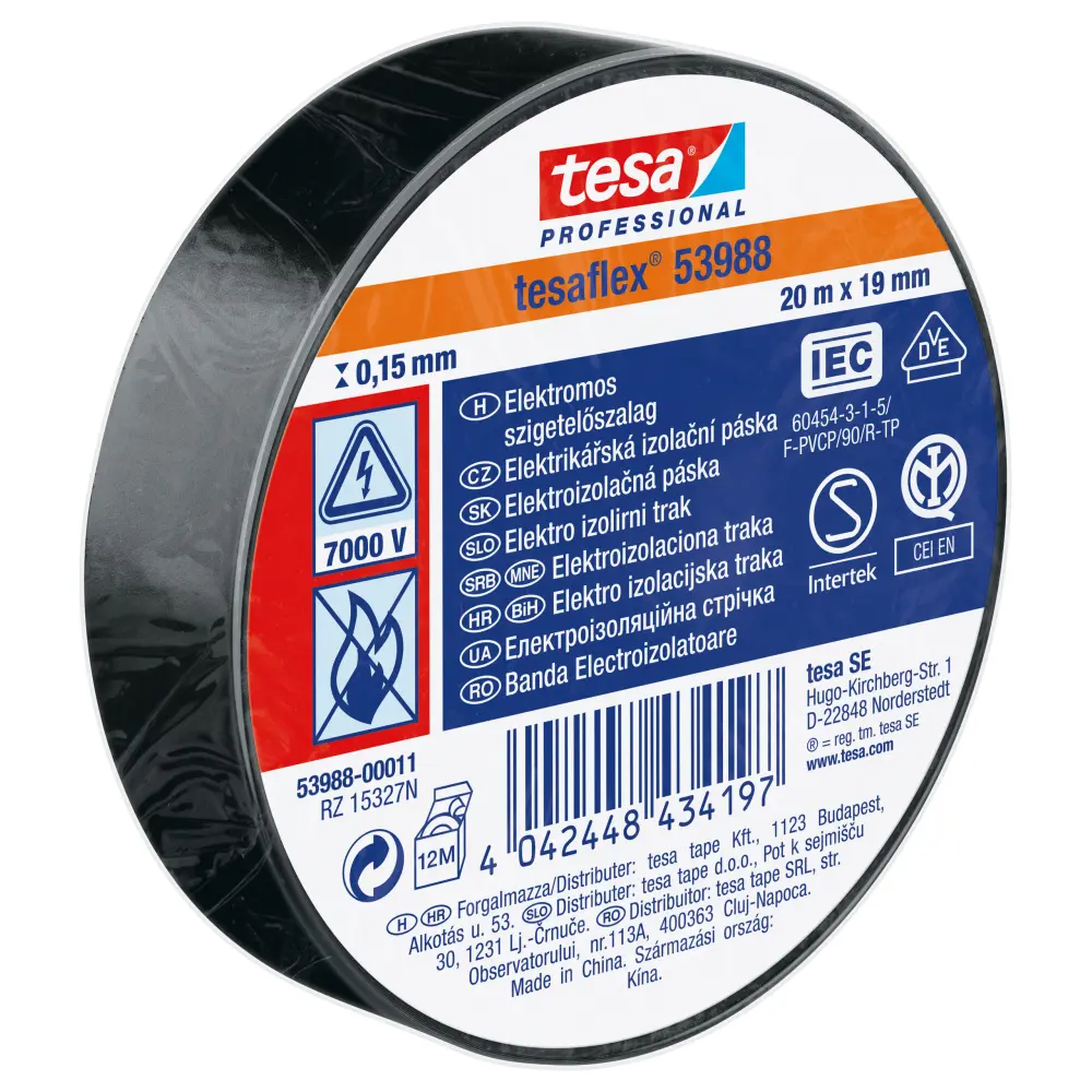 TRAK IZOLIR ELEKTRIČNI TESA 19MMX20M ČRN