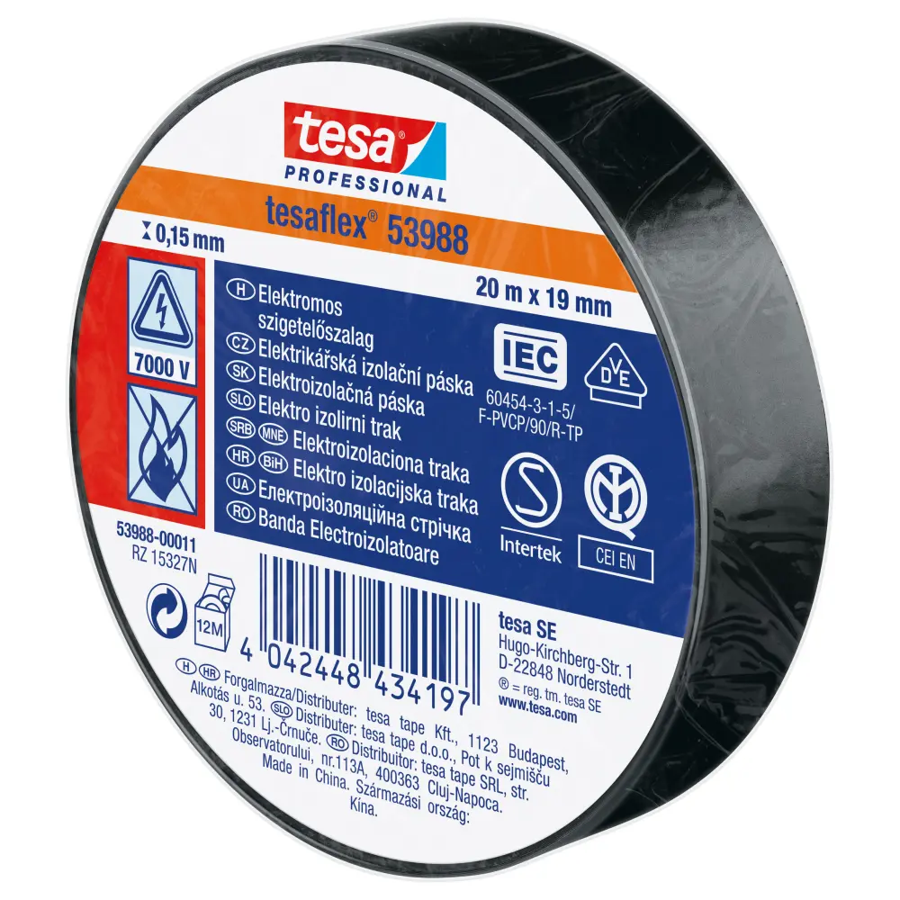 TRAK IZOLIR ELEKTRIČNI TESA 19MMX20M ČRN