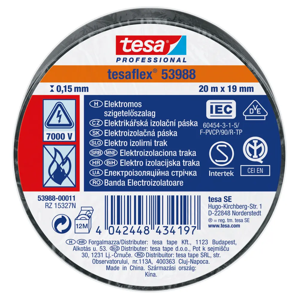 TRAK IZOLIR ELEKTRIČNI TESA 19MMX20M ČRN