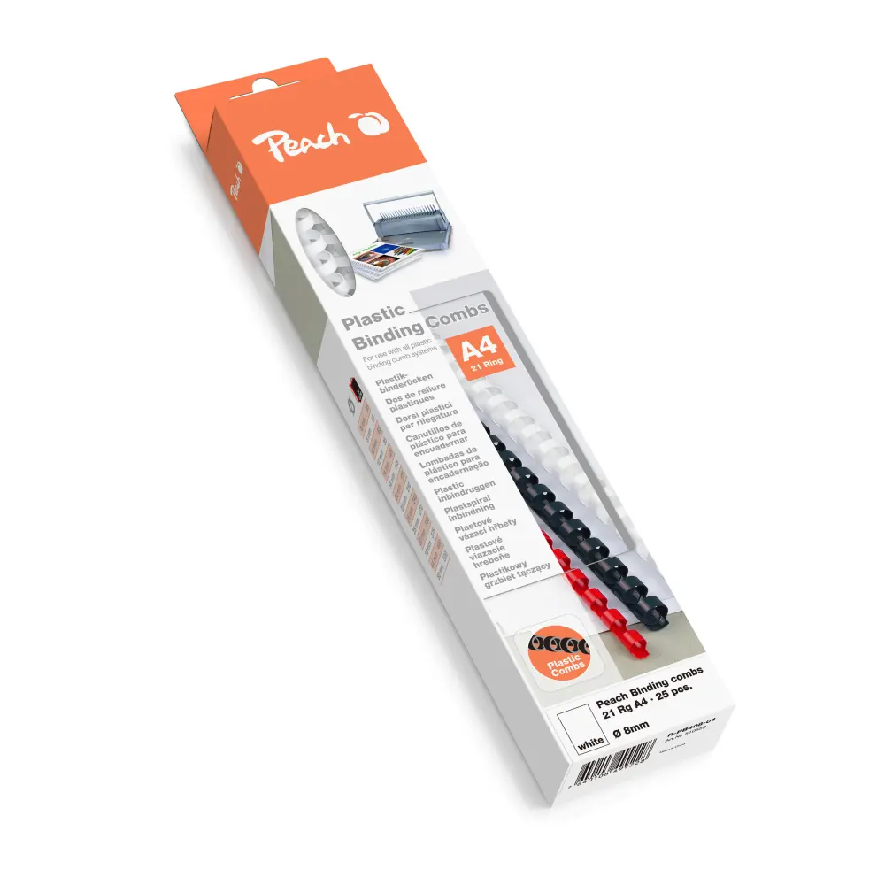 Špirale za vezavo Peach A4 6mm, bela 25/
