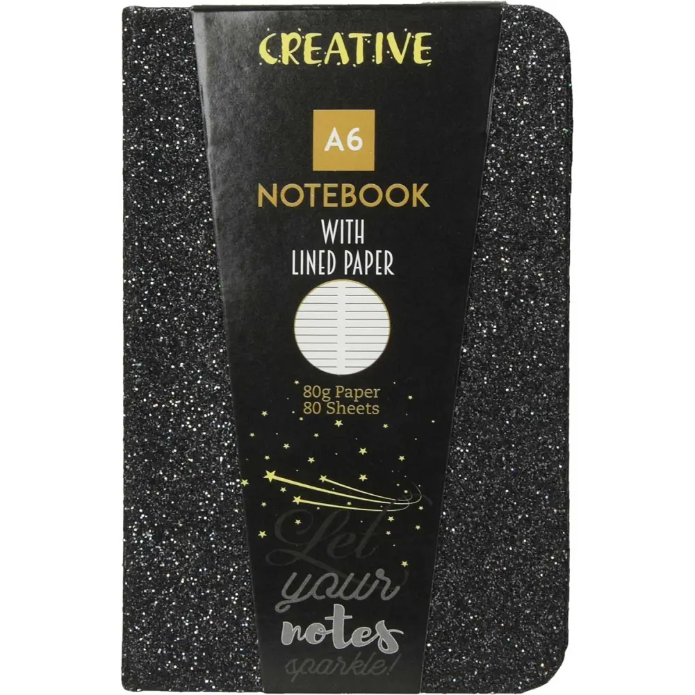 Notes z bleščicami A6 sort