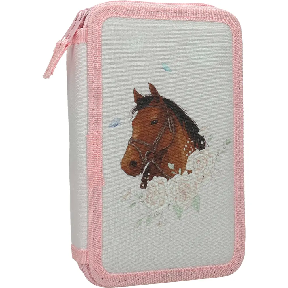 PENCILCASE 2 ZIP FILLED HORSEGIRL