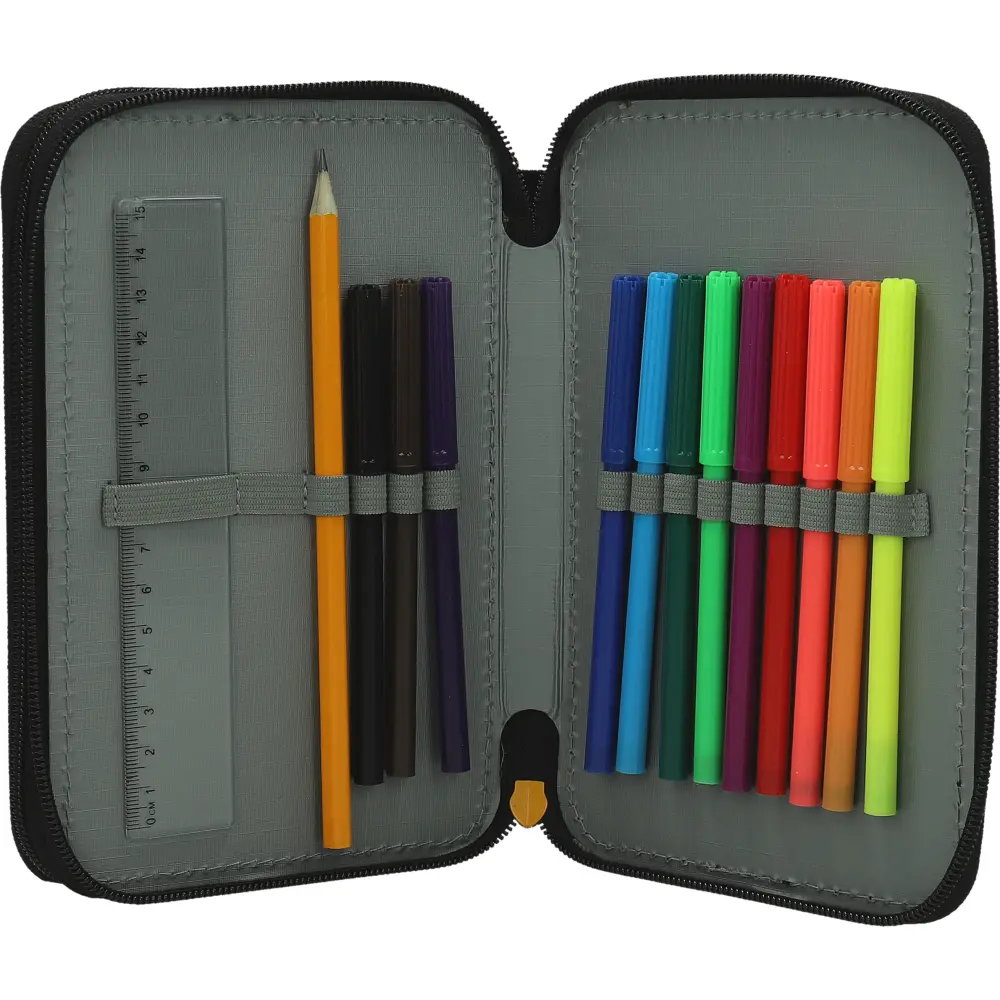 PENCILCASE 2 ZIP FILLED FOSSIL