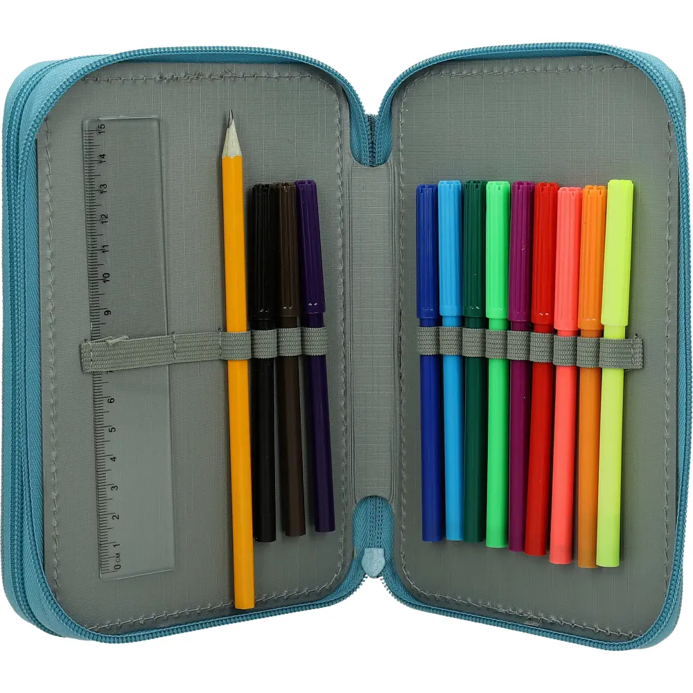 PENCILCASE 2 ZIP FILLED COURT