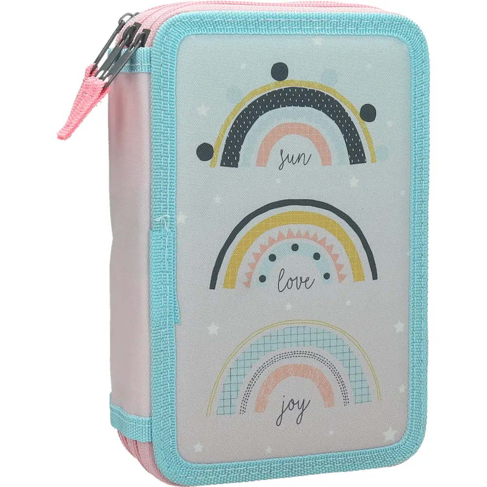 PENCILCASE 3 ZIP FILLED BRIGHT SIDE