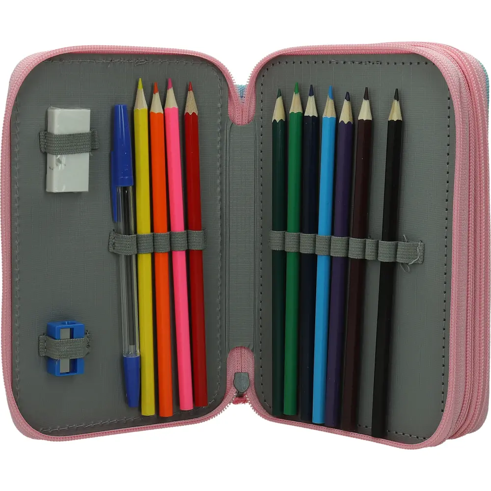 PENCILCASE 3 ZIP EMPTY BRIGHT SIDE