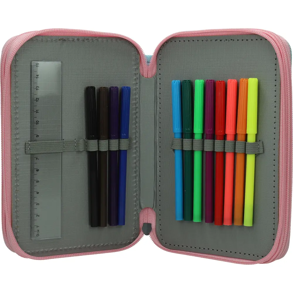 PENCILCASE 3 ZIP EMPTY BRIGHT SIDE