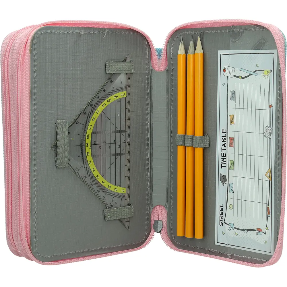 PENCILCASE 3 ZIP EMPTY BRIGHT SIDE