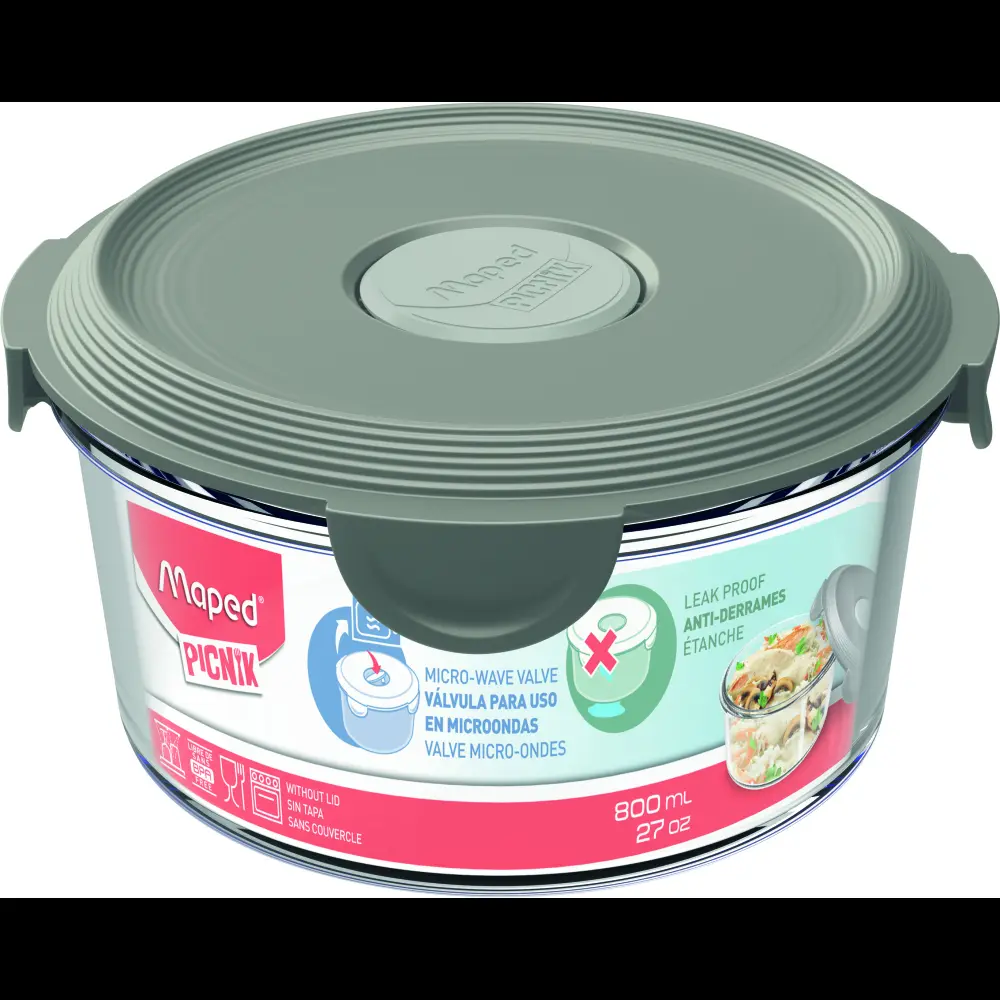 Steklena posoda za hrano MAPED siva