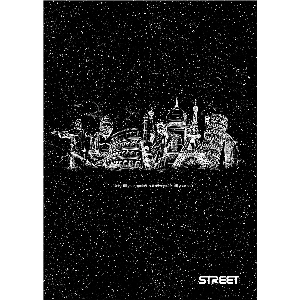 ZVEZEK STREET BLACK&WHITE A4 5M 54L