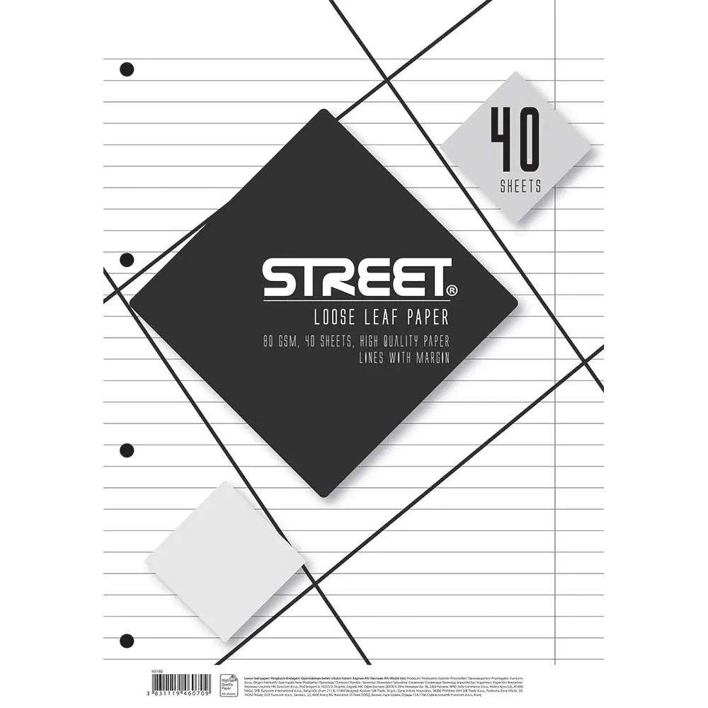 Vložni listi Street,A4 , črte, 40 listov