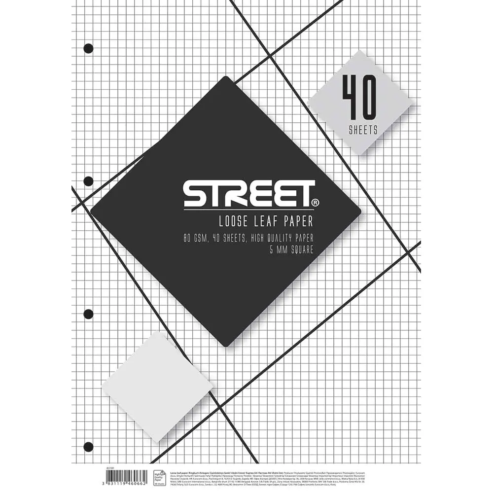 Vložni listi Street,A4 ,m.karo,40 listov