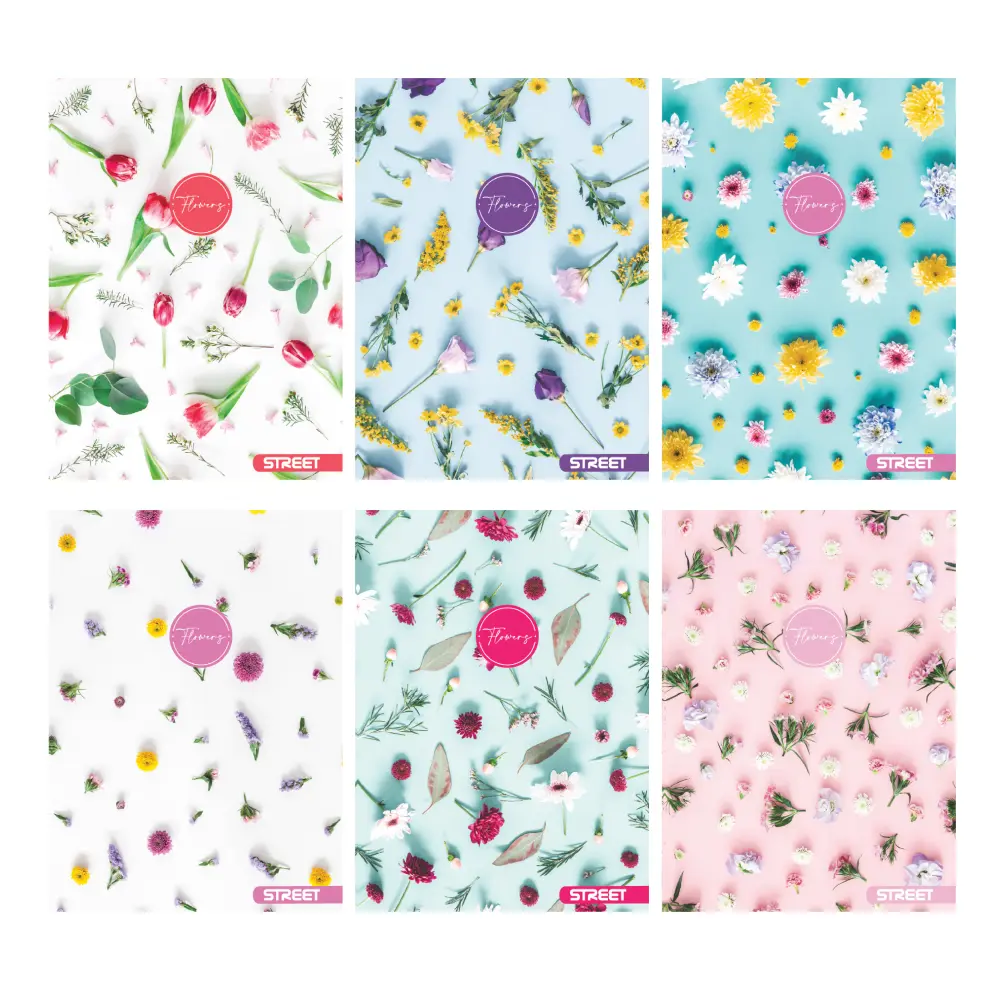 Zvezek Street Flowers A5 črte z robom