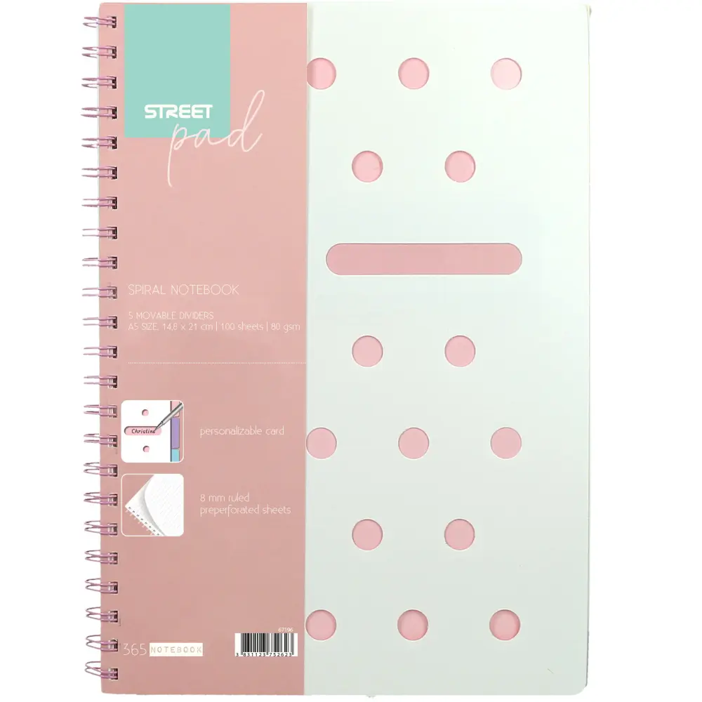 ZVEZEK ŠPIRALA S.PAD PASTEL PINK A5 5M