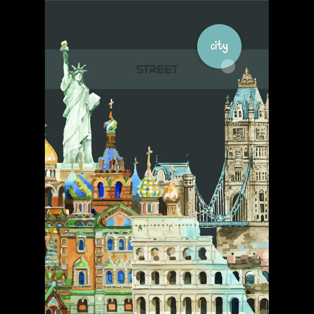 Zvezek Street City break A4 črte z robom
