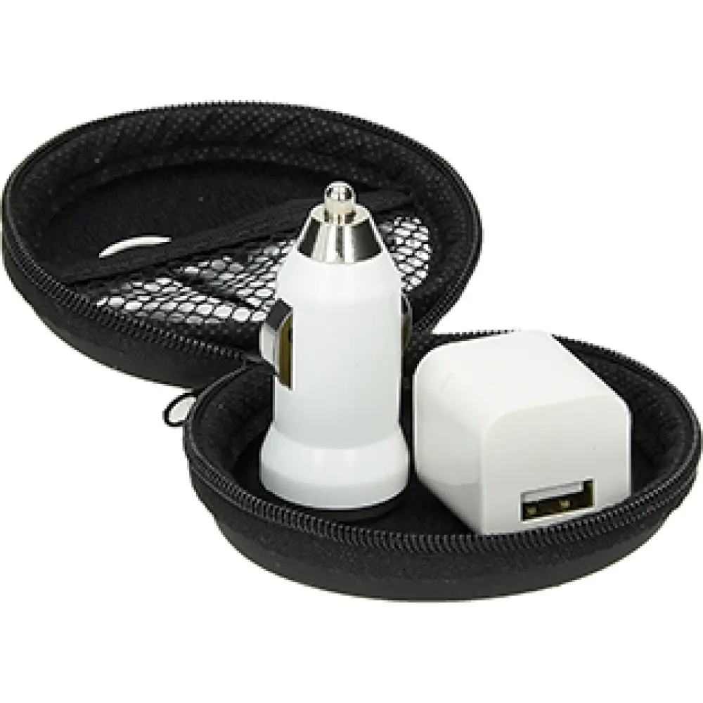 TRAVEL ADAPTER ROUND IN PU BLACK CASE