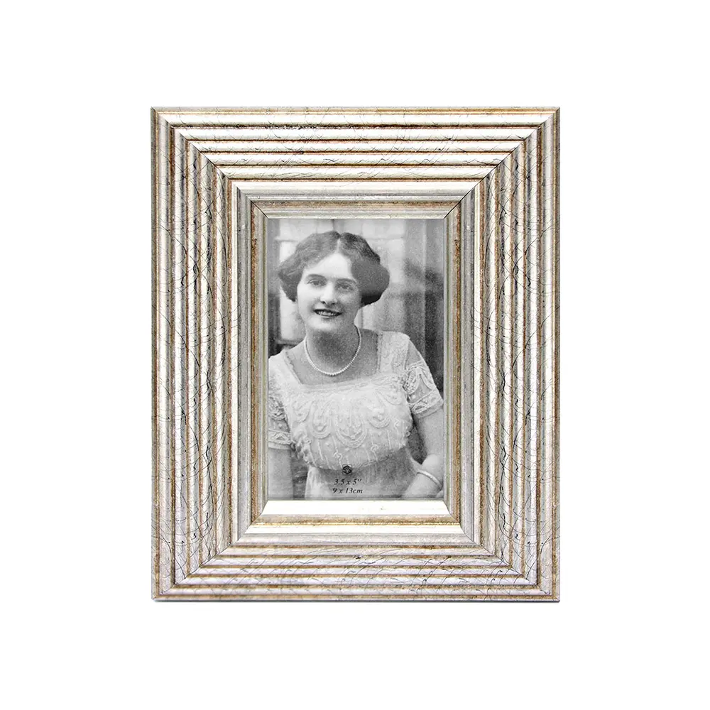 Okvir za slike lesen, srebrn, 9x15 cm