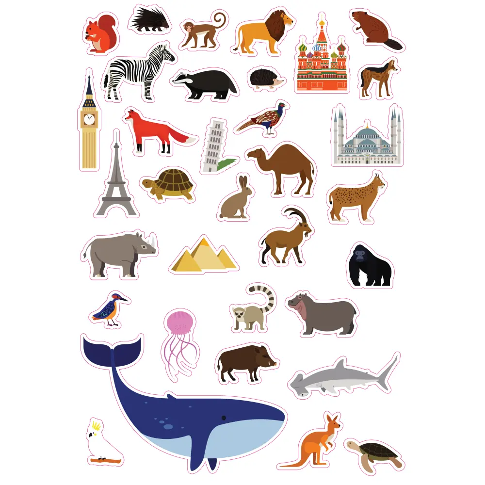 Poster z nalepkami World