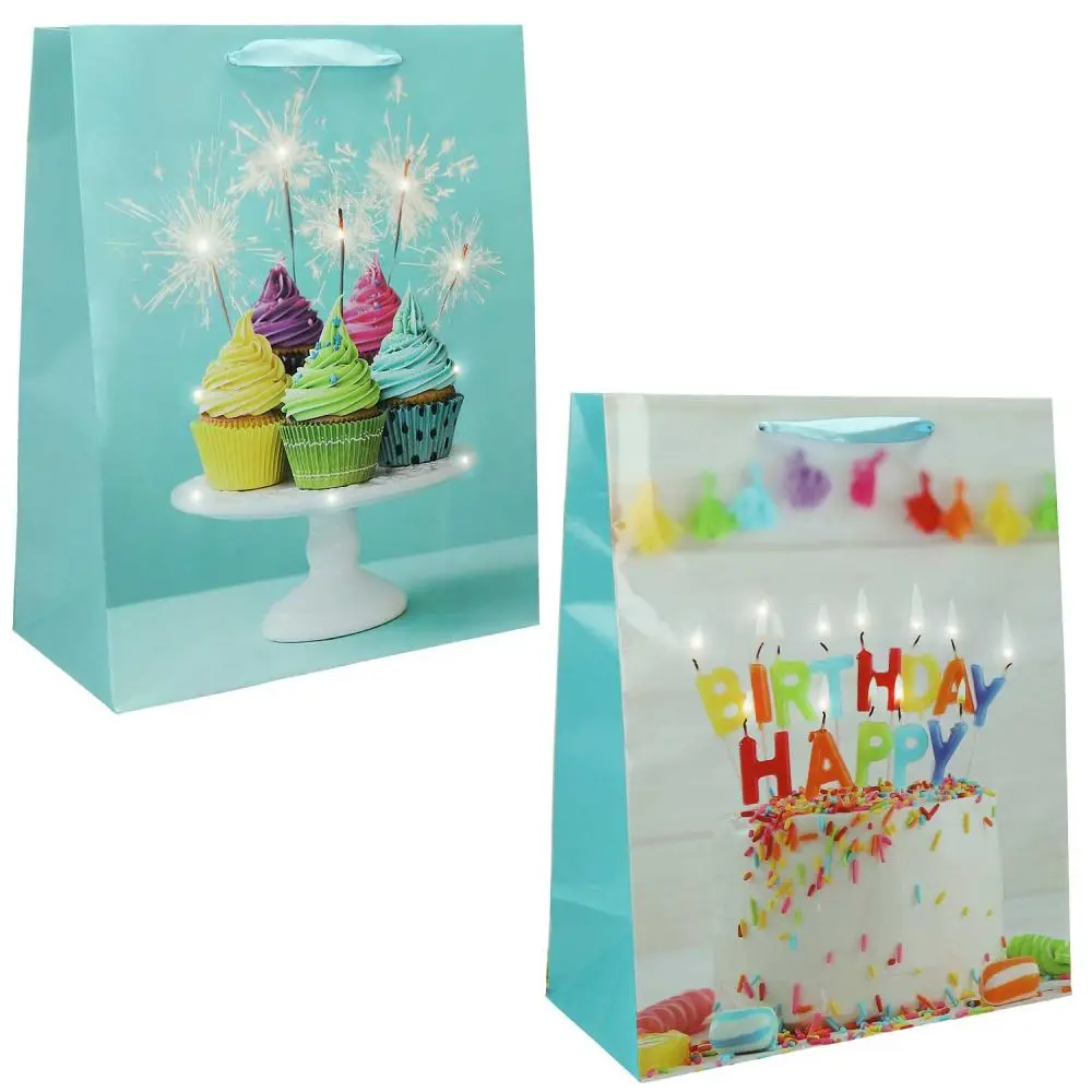 Darilna vrečka L rojstni dan z LED lučjo