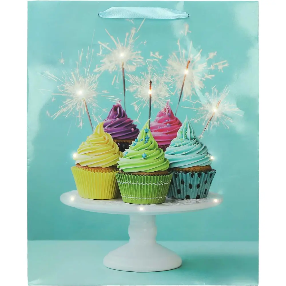 Darilna vrečka L rojstni dan z LED lučjo