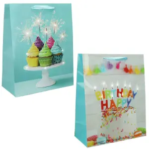 Darilna vrečka L rojstni dan z LED lučjo