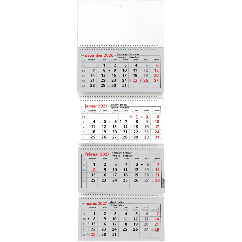 KOLEDAR ŠTIRIDELNI ŠPIRALNI SI/RD 2027