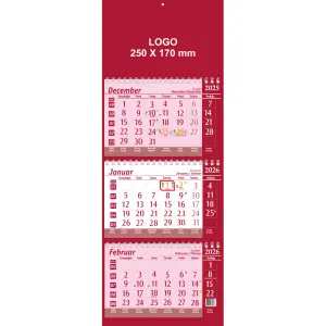 Koledar Tridelni Špiralni rdeča 2026