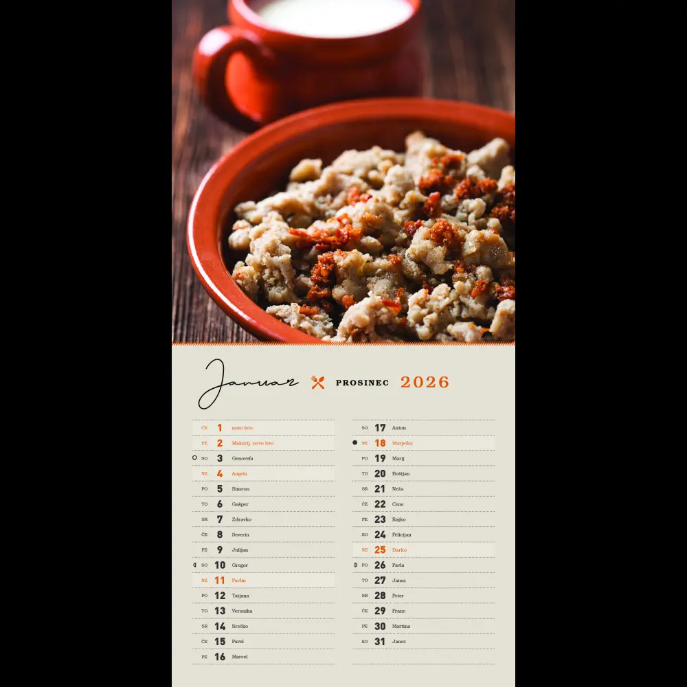 Koledar z okusom domačega 2026